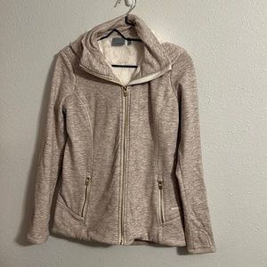 Athleta Luxe Stronger Hoodie Oatmeal Heather/ Faux Fur Size S